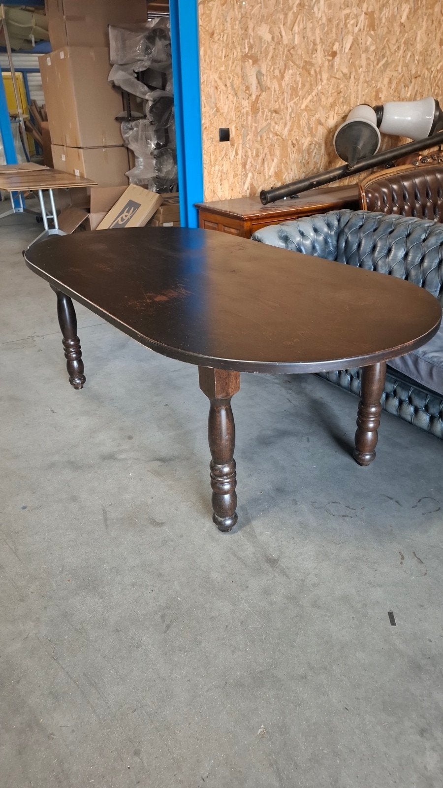 Stamtafel cafe horeca bistro 220x110 cm ovaal hout bruin, Ophalen of Verzenden