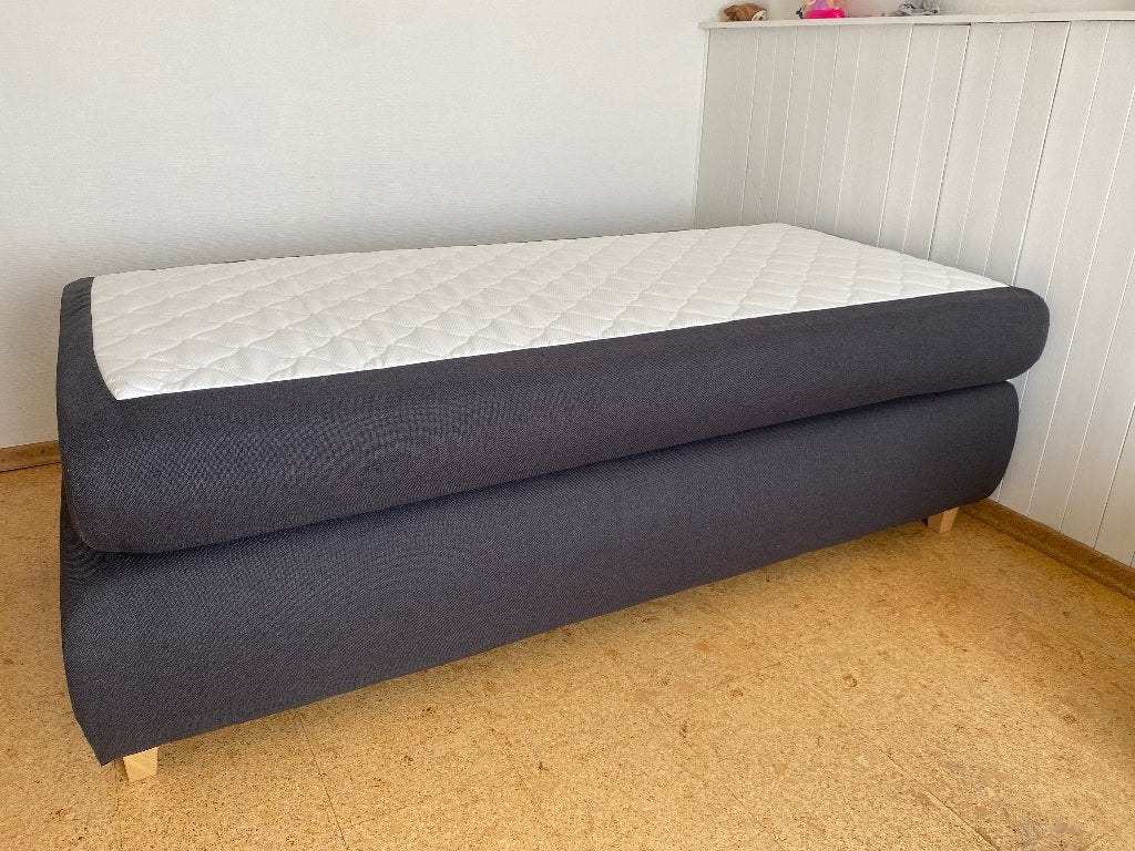 2 nieuwe boxspringbedden, Neuf, 90 cm, Gris, Une personne