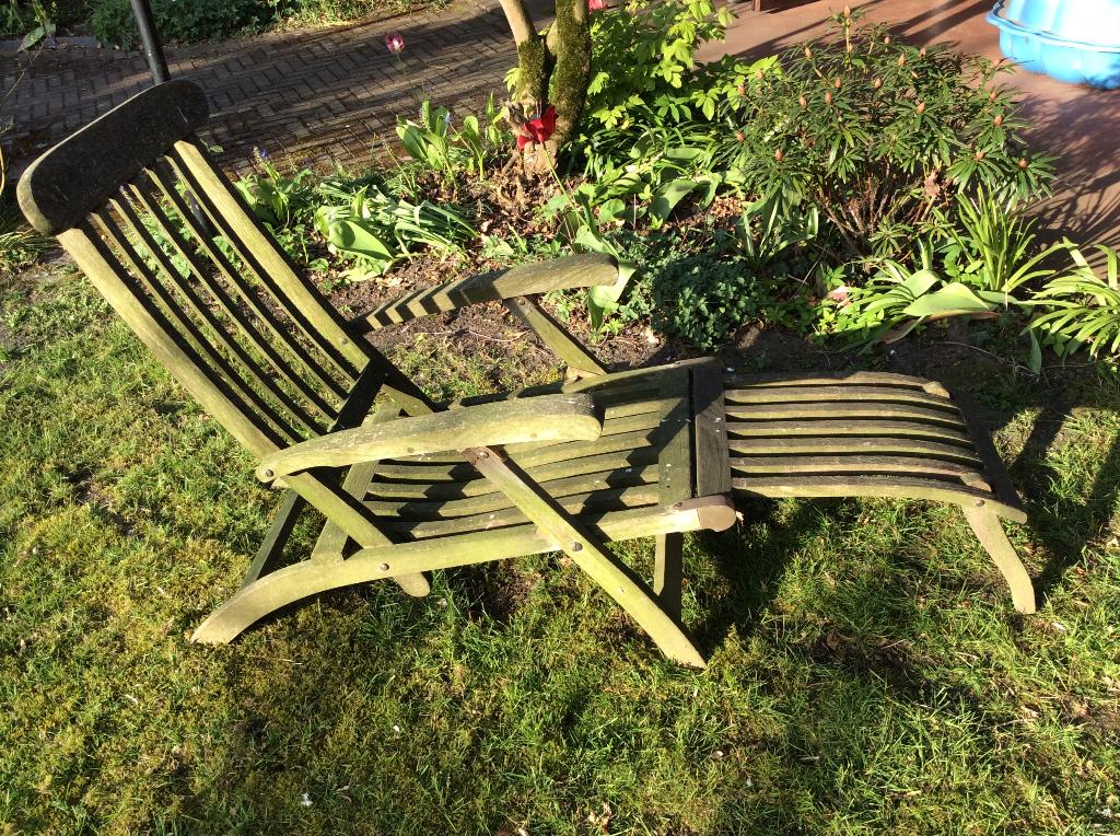 Teak relaxzetel, Jardin & Terrasse, Tables de jardin, Utilisé, Rectangulaire, Bois de teck, Enlèvement