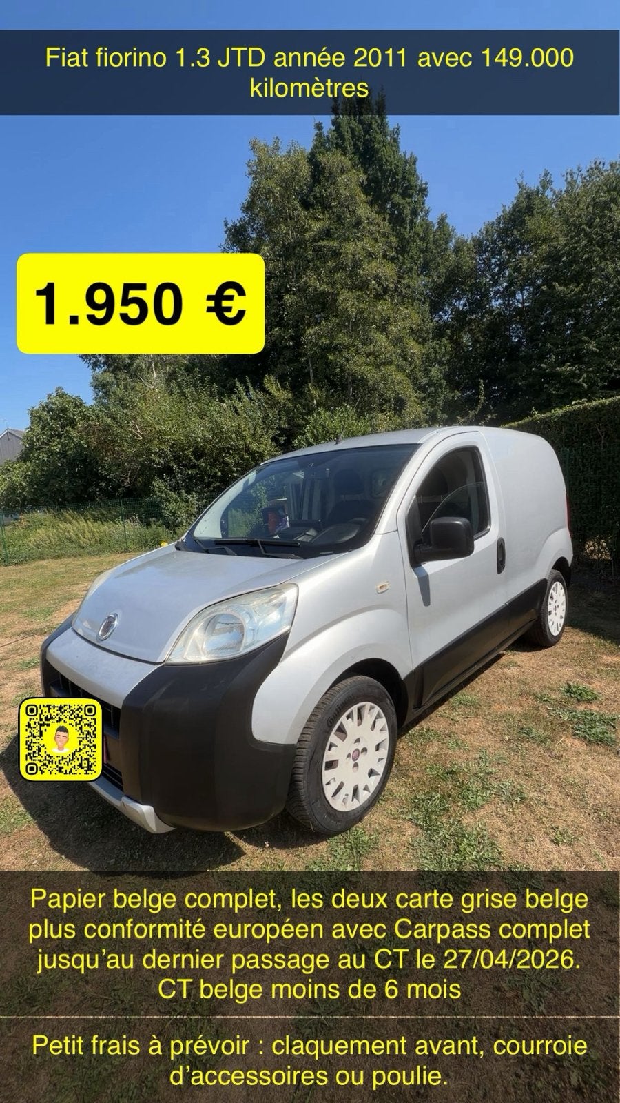 Fiat fiorino 1.3 JTD 2011, Achat, Particulier, Fiat, Électrique