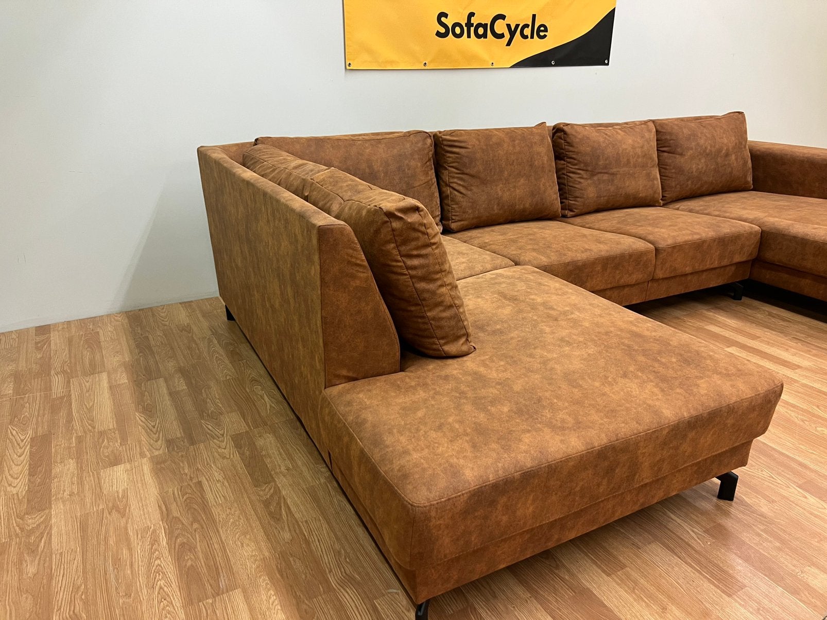 Cognac U - zetel in Nieuwstaat / SofaCycle - Gereinigd vvk, Ophalen of Verzenden, Zo goed als nieuw, SofaCycle, Info@sofacycle.be