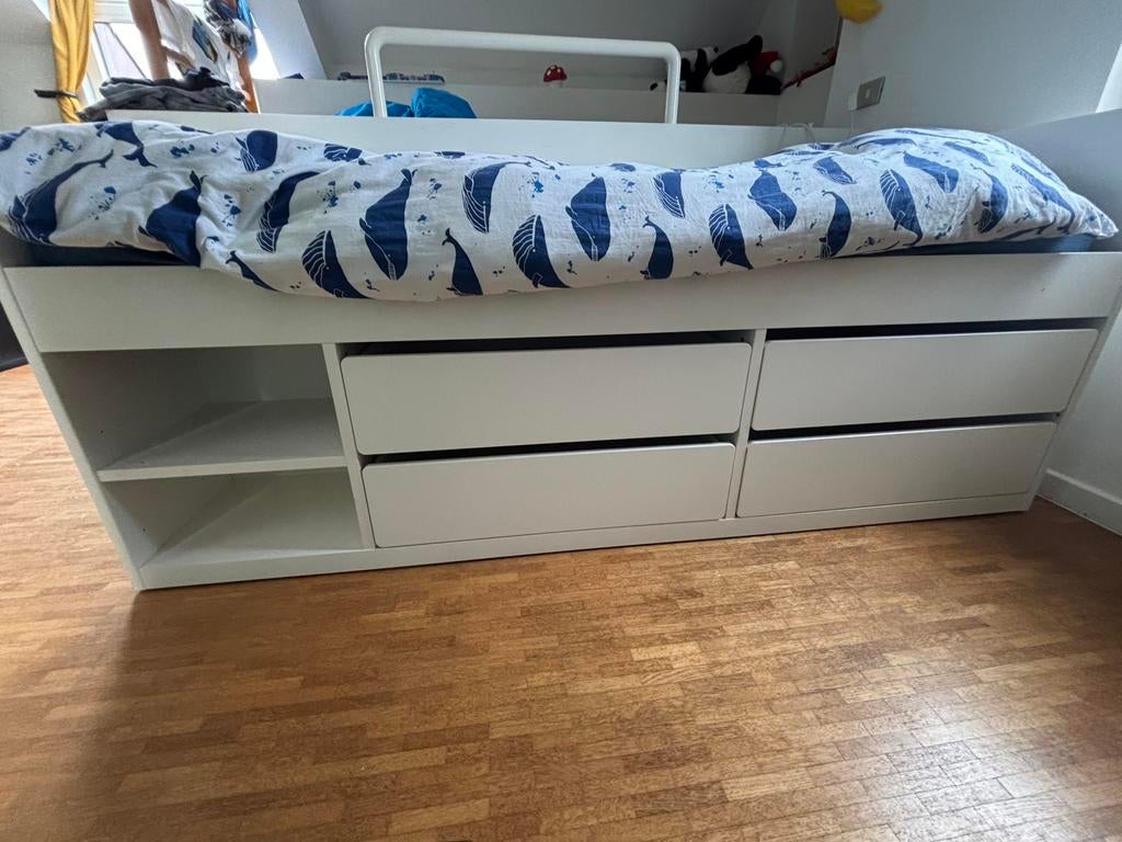 Eénpersoonsbed met lades, Ophalen, Gebruikt, 90 cm, Eenpersoons