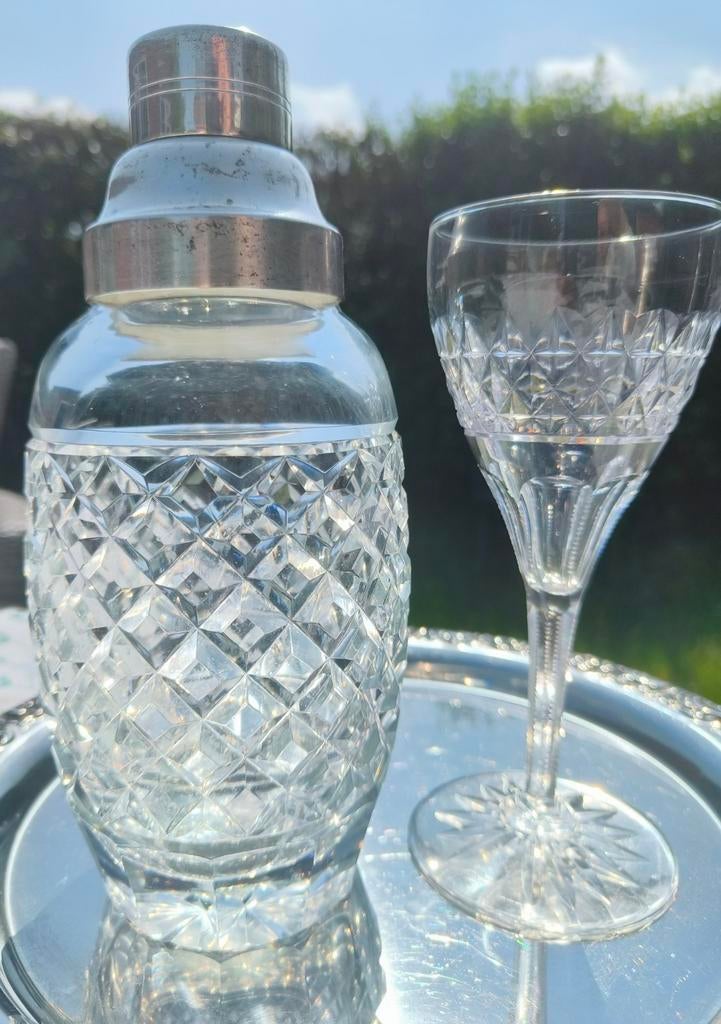 Shaker à cocktail vintage en cristal taillé solide., Enlèvement ou Envoi