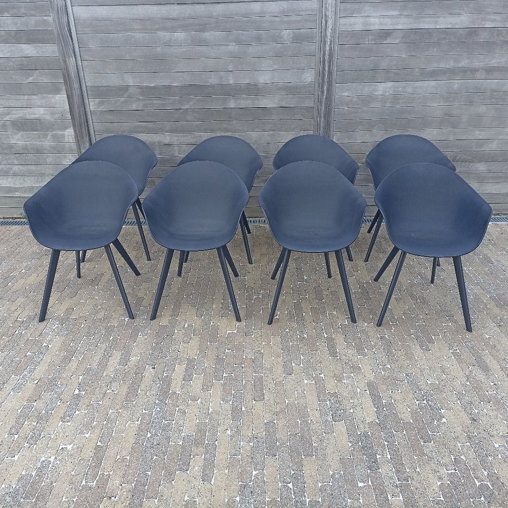 8 zwarte bristol tuinstoelen, Ophalen, Gebruikt, Kunststof