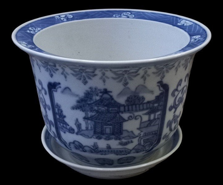 Chinese cachepot met onderschaal, Ophalen