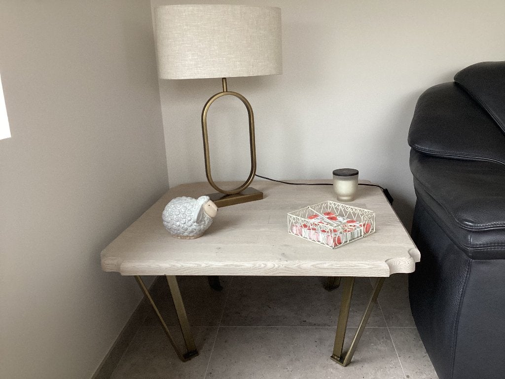 Eiken salontafel, Huis en Inrichting, Tafels | Salontafels, Ophalen, Zo goed als nieuw, Rustiek / industrieel, Minder dan 50 cm
