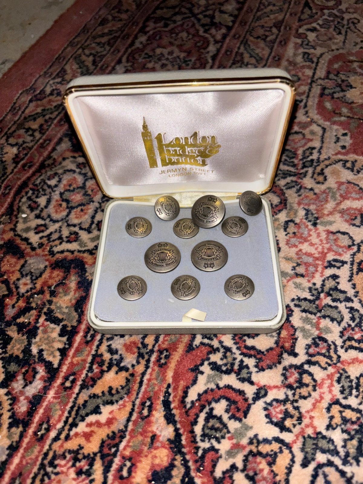 Vintage Luxe Blazerknopen Set - London Badge & Button Co., Handtassen en Accessoires, Ophalen of Verzenden, Zo goed als nieuw