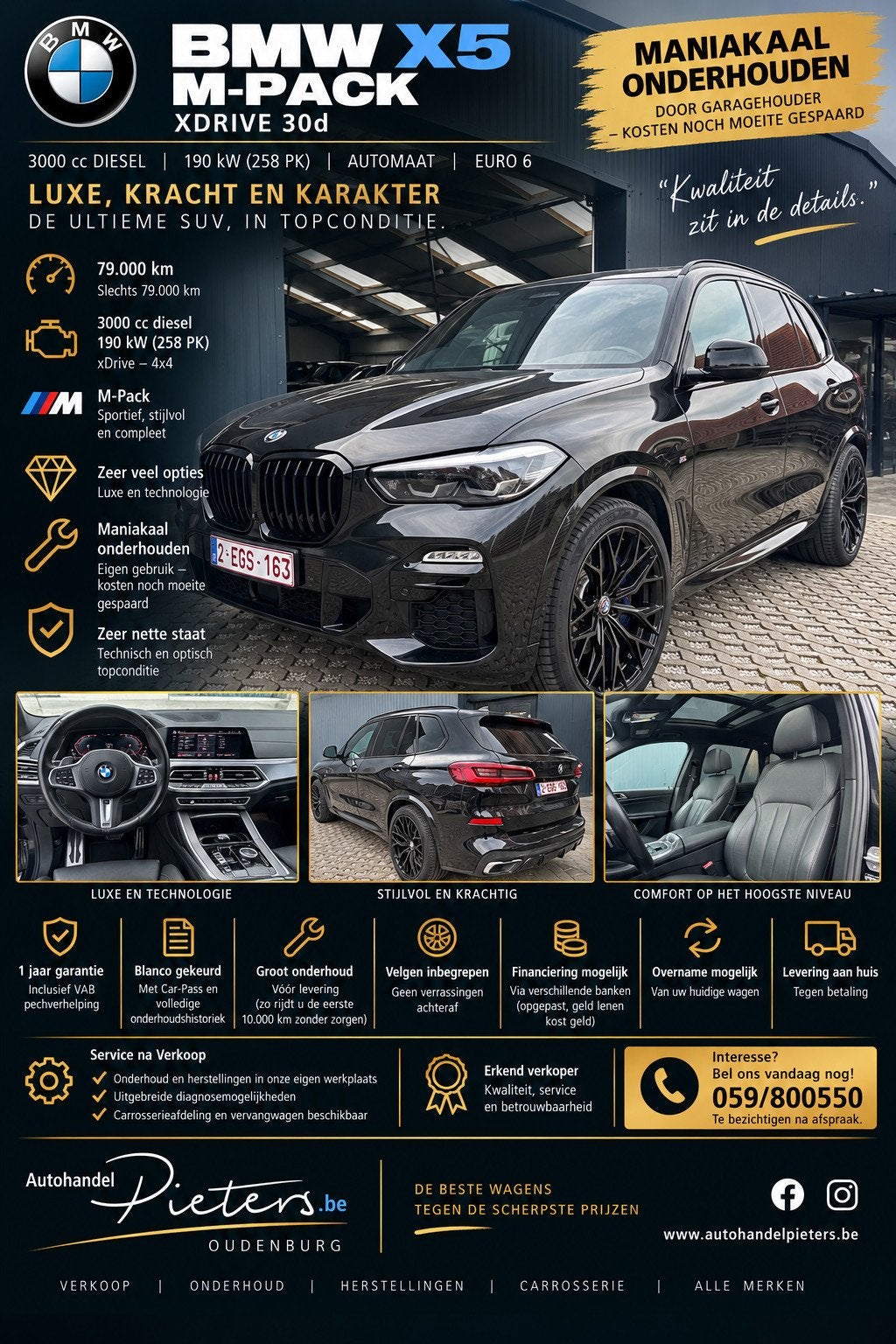 BMW X5 3.0 Diesel - M-Pack - Nieuwstaat, Auto's, Automaat, Gebruikt, Zwart, Bedrijf