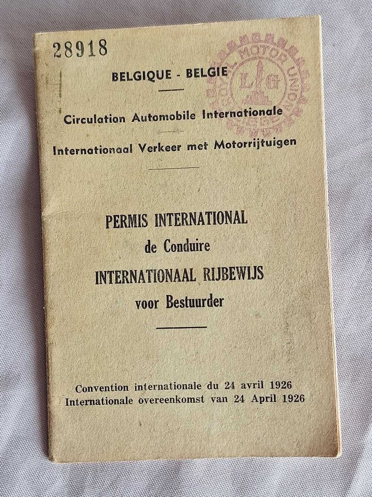 Ancien permis international de conduire Liège 1950, Enlèvement ou Envoi, Autres, Autres types