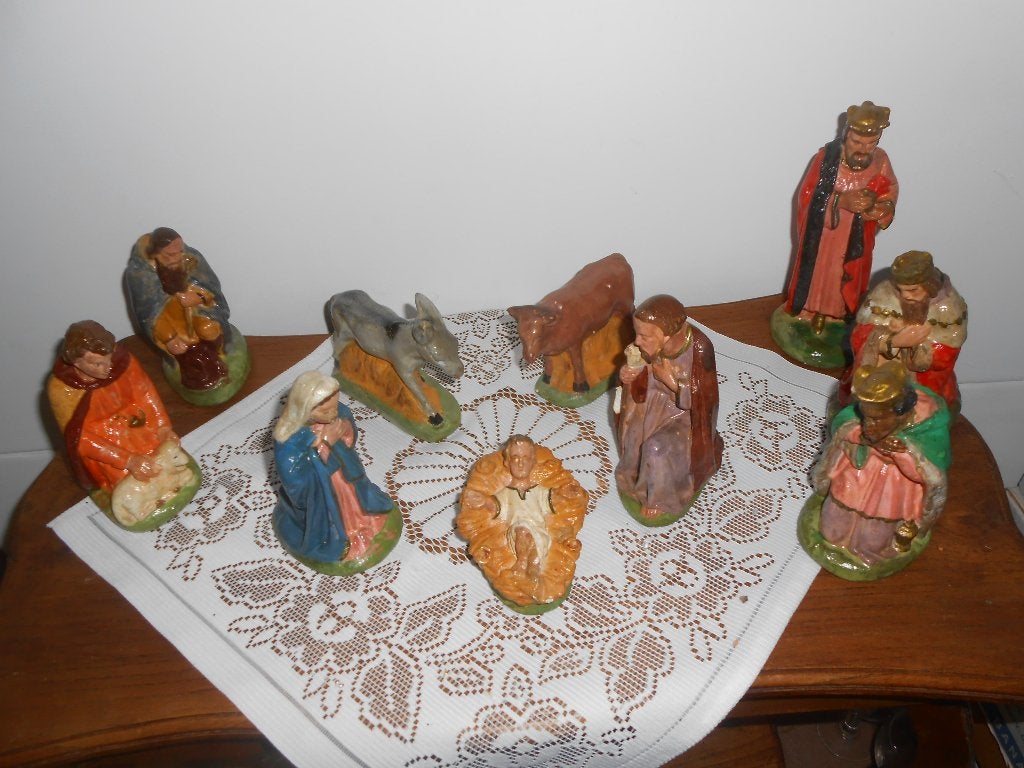 Oude gipsen Kerstbeelden., Diversen, Ophalen of Verzenden, Gebruikt