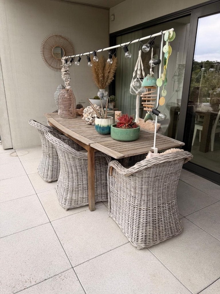 Tuinset , tafel en 6 stoelen, Tuin en Terras, Ophalen, Gebruikt, 6 zitplaatsen, Teakhout