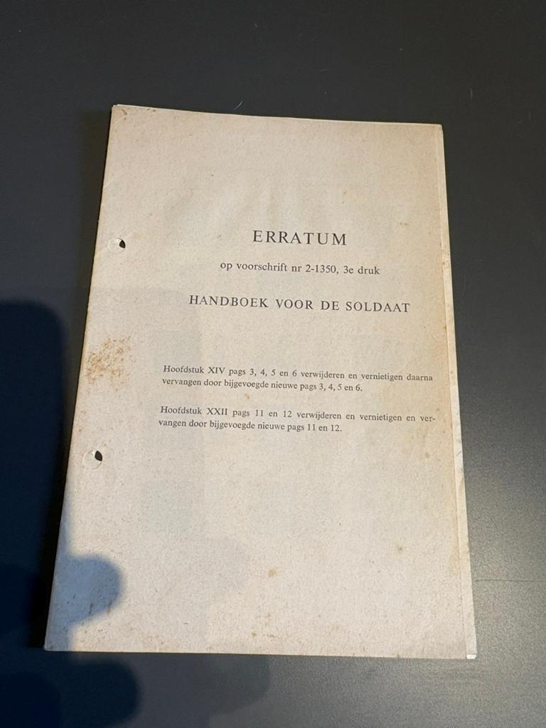 Originele militaire ERRATUM ,Soldaat VS 2-1350 DIENSTGEHEIM, Verzenden