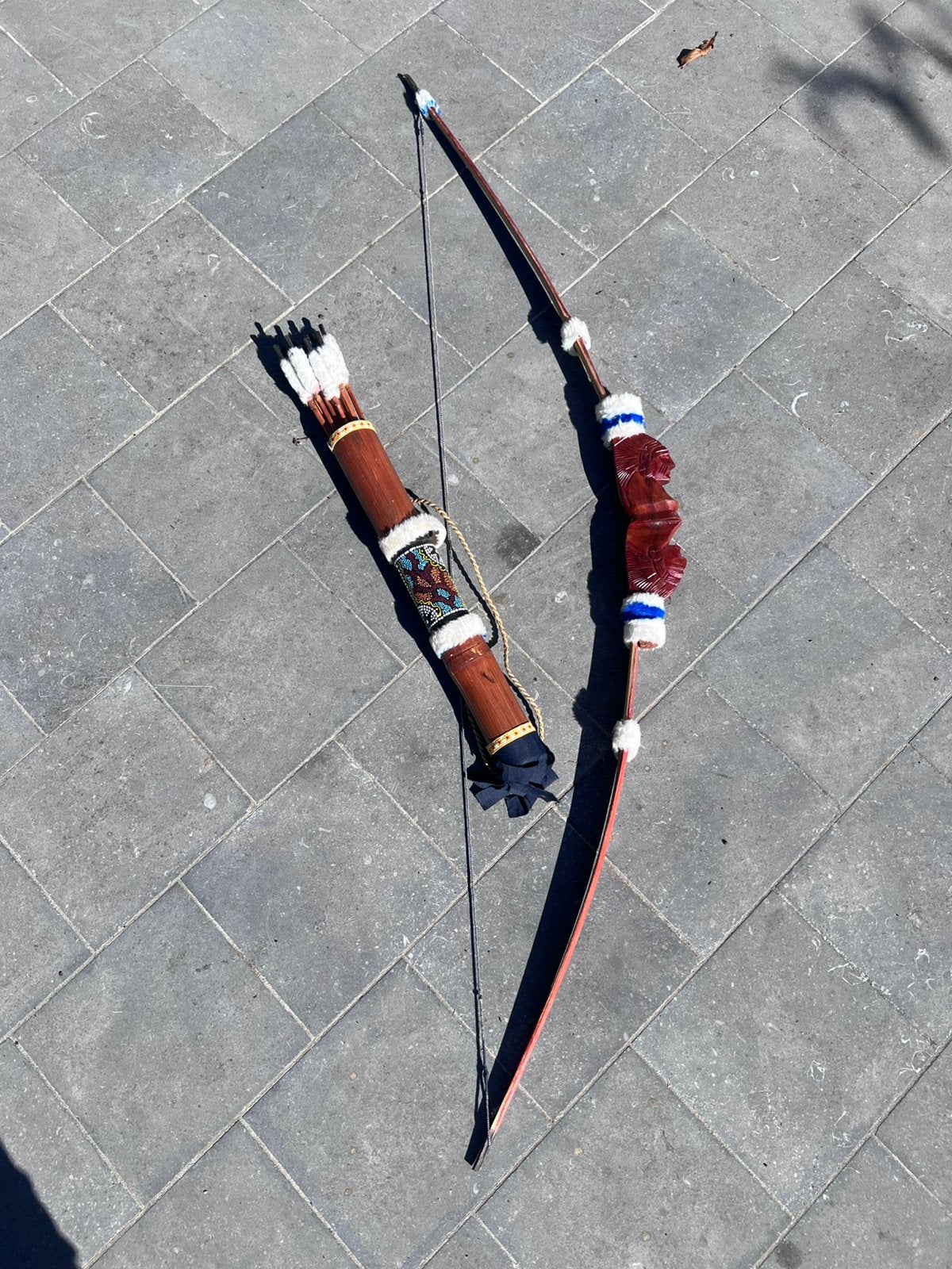 Decoratieve houten pijl en boog en koker Native American, Ophalen, Zo goed als nieuw