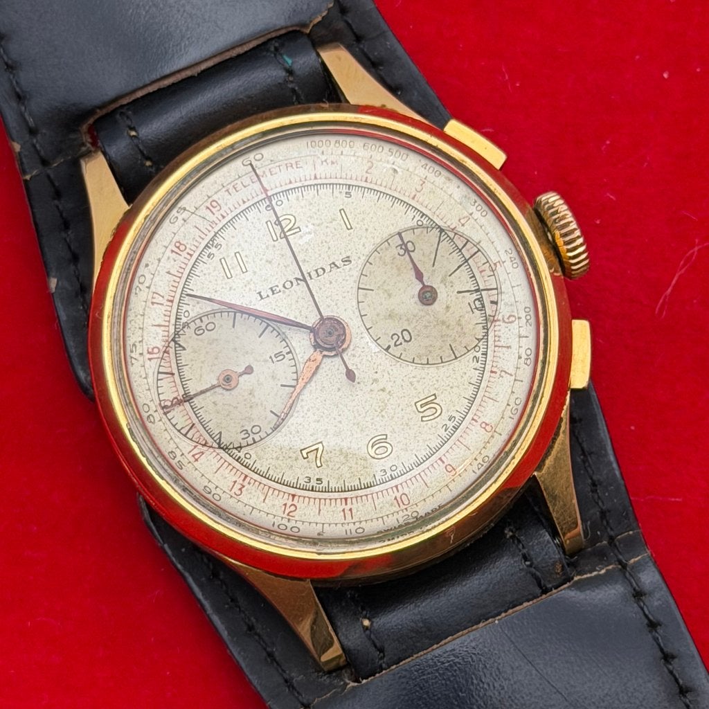 Leonidas Vintage 2-register chronograph - jaren '40, Staal, Met bandje, Polshorloge, 1930 tot 1960