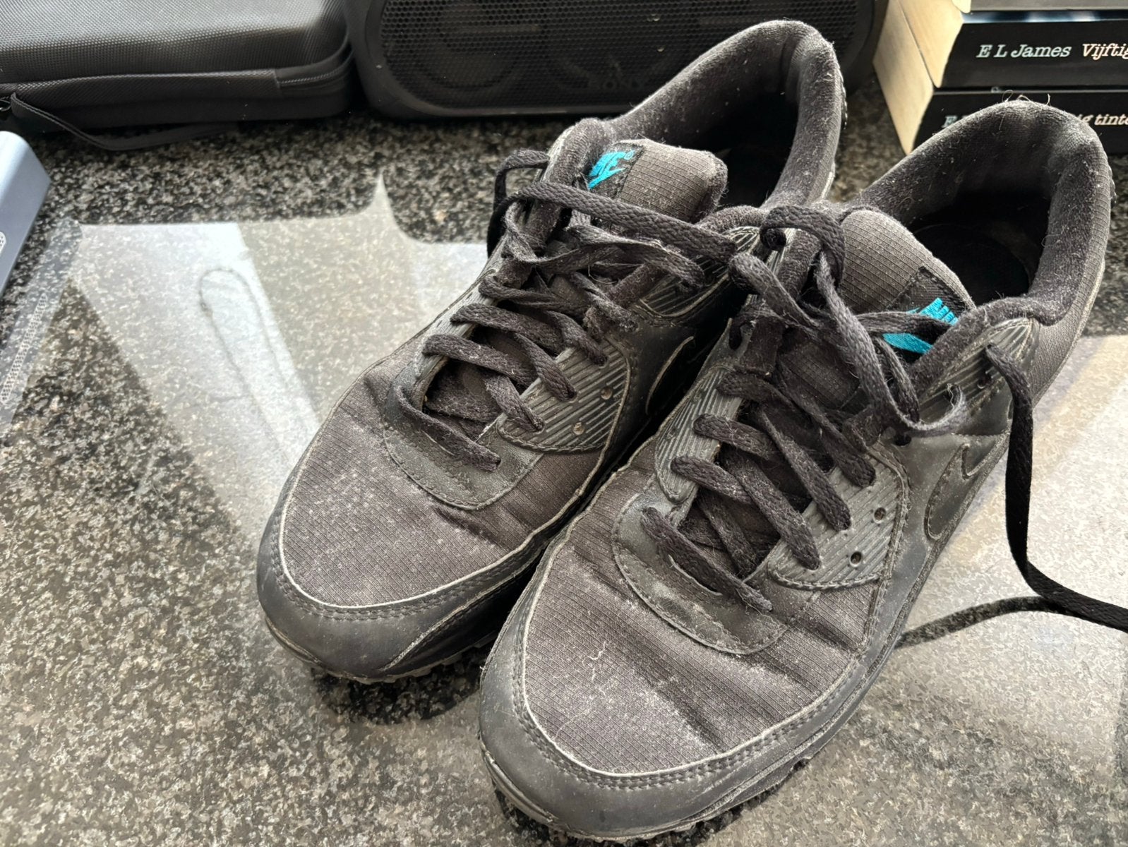 Nike Air Max 90 ‘Black Laser Blue’ 44,5, Verzenden, Zwart, Sneakers, Gedragen