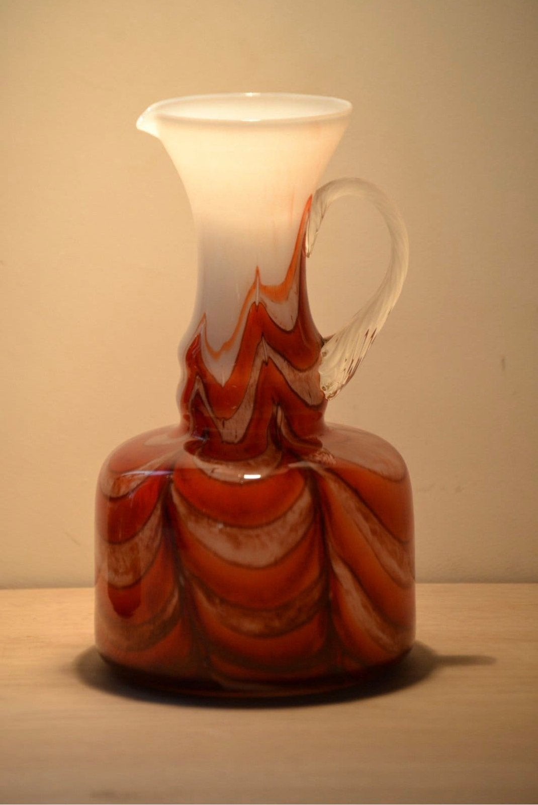 Vintage Italiaanse Opaline Florence kruikvaas, Glas, Ophalen of Verzenden, Zo goed als nieuw