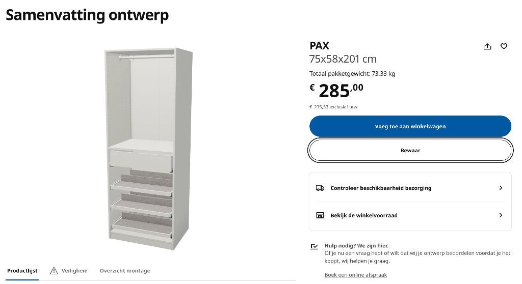 PAX kast, Maison & Meubles, Armoires | Penderies & Garde-robes, Comme neuf, 200 cm ou plus, 50 à 100 cm, 50 à 75 cm, Avec tiroir(s)