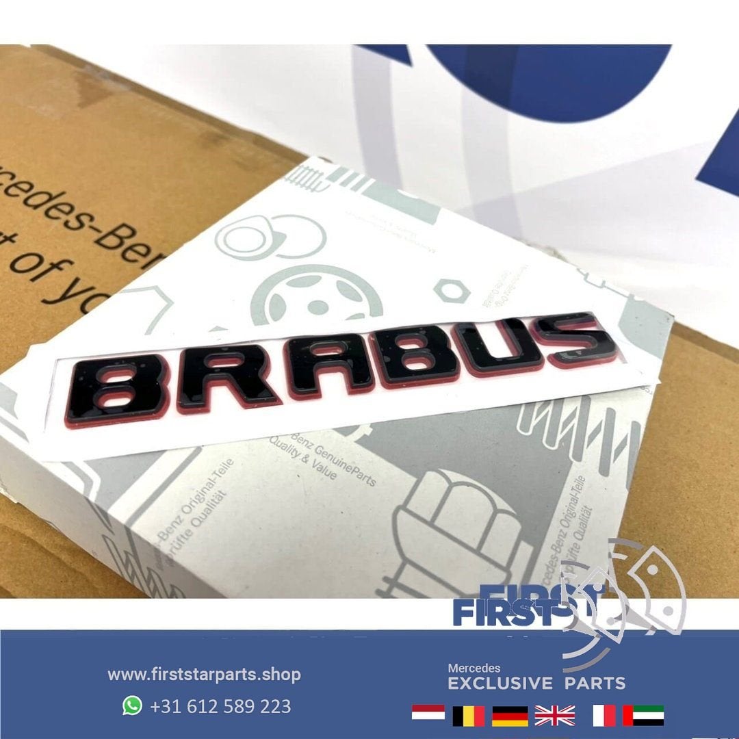 W205 W206 C63s BRABUS ROCKET LOGO’S ZWART / ROOD ACHTERKLEP, Gebruikt, -, Ophalen of Verzenden, Achter