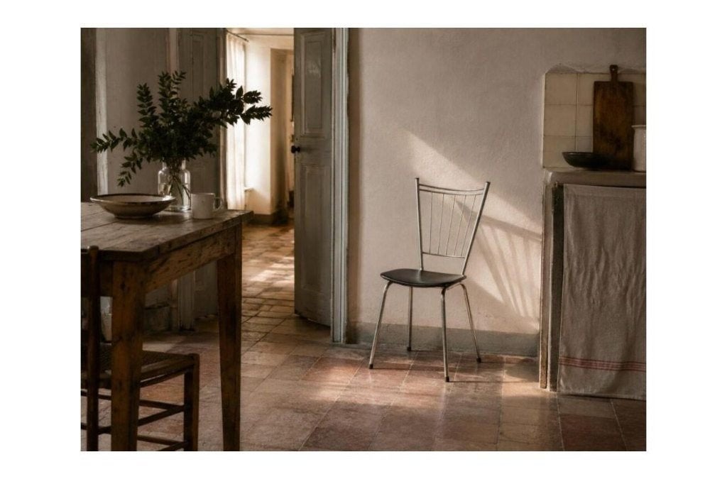 Chaise de cuisine Vintage Soudeurop — chrome et noir, Antiquités & Art, Enlèvement