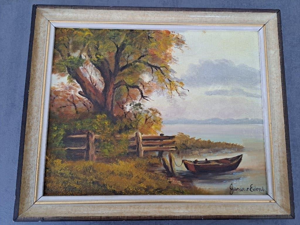 A vendre peinture de Janine Duvivier Edens des années 1982, Antiquités & Art, Panneau, Daté, Paysage, Enlèvement