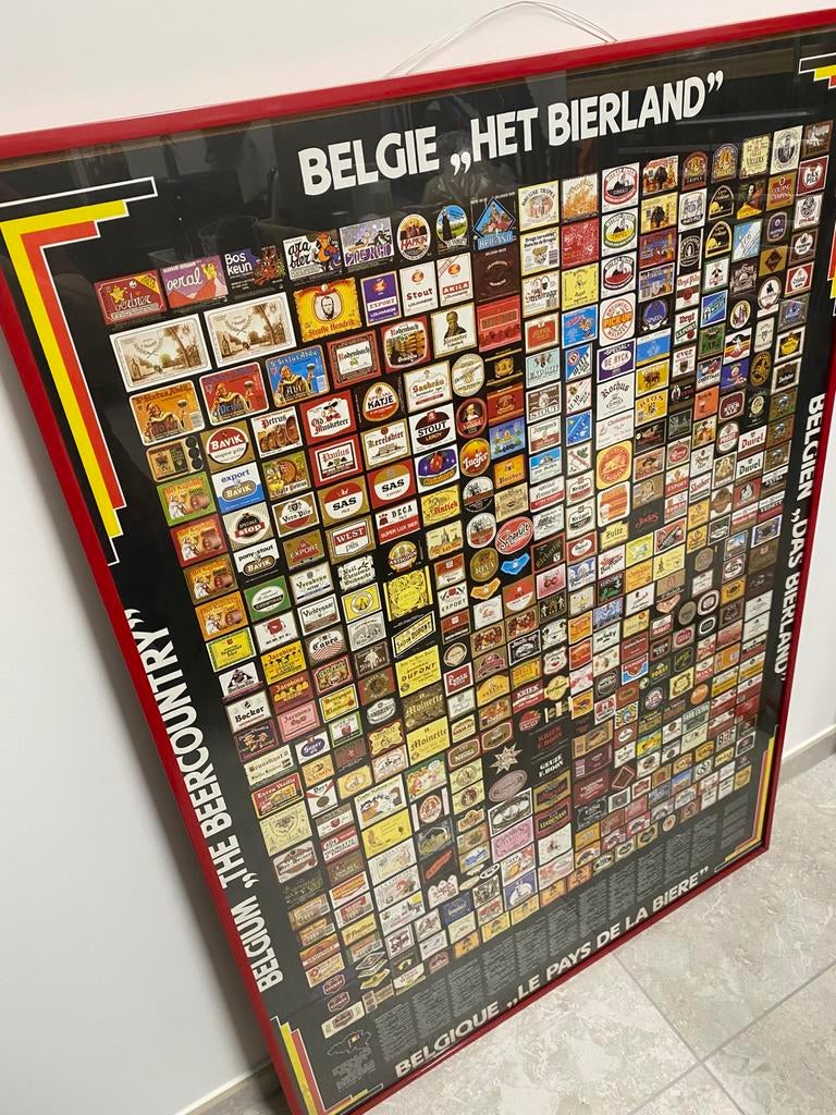 Vintage Belgische Bier Poster, Verzamelen, Ophalen