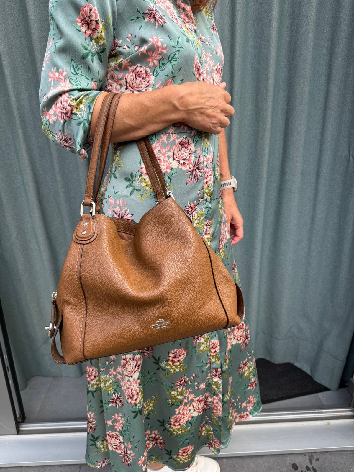 Sac Coach Edie Hobo en cuir - Cognac, Enlèvement, Comme neuf, Brun, Sac à main