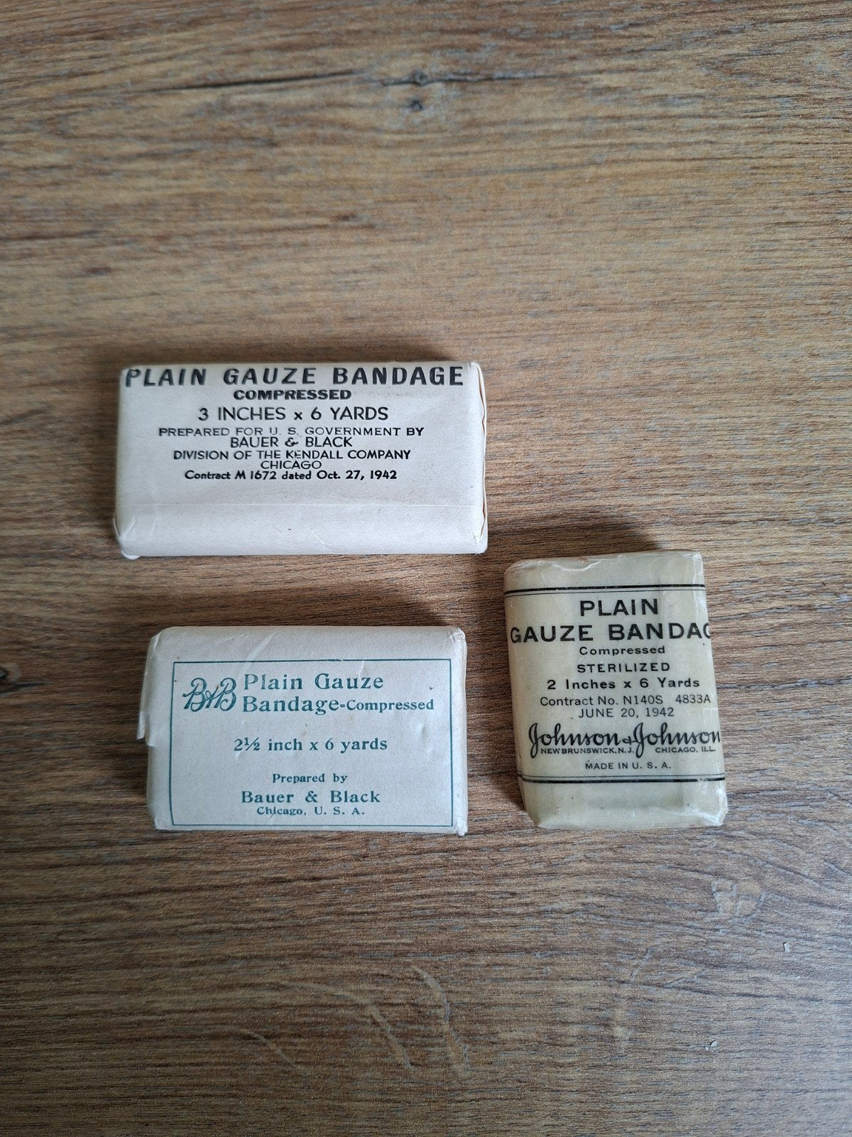 WW2 US 3 gauze bandages, Ophalen of Verzenden