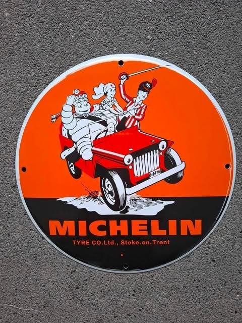 Pneus Michelin Bibendum, pneus, émail, panneau publicitaire, Collections, Enlèvement ou Envoi, Neuf, Panneau publicitaire