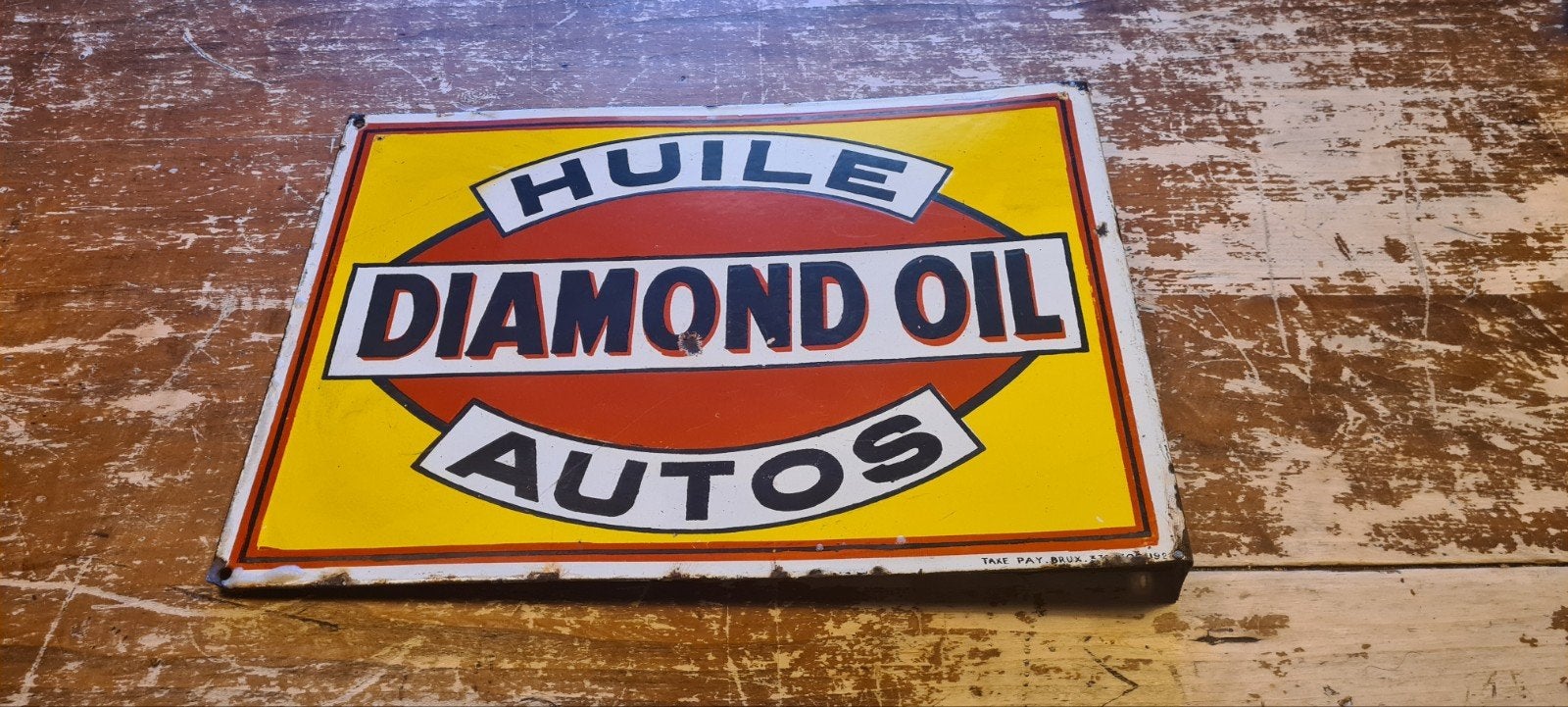 Plaque emaillee diamond oil années 20, Enlèvement ou Envoi