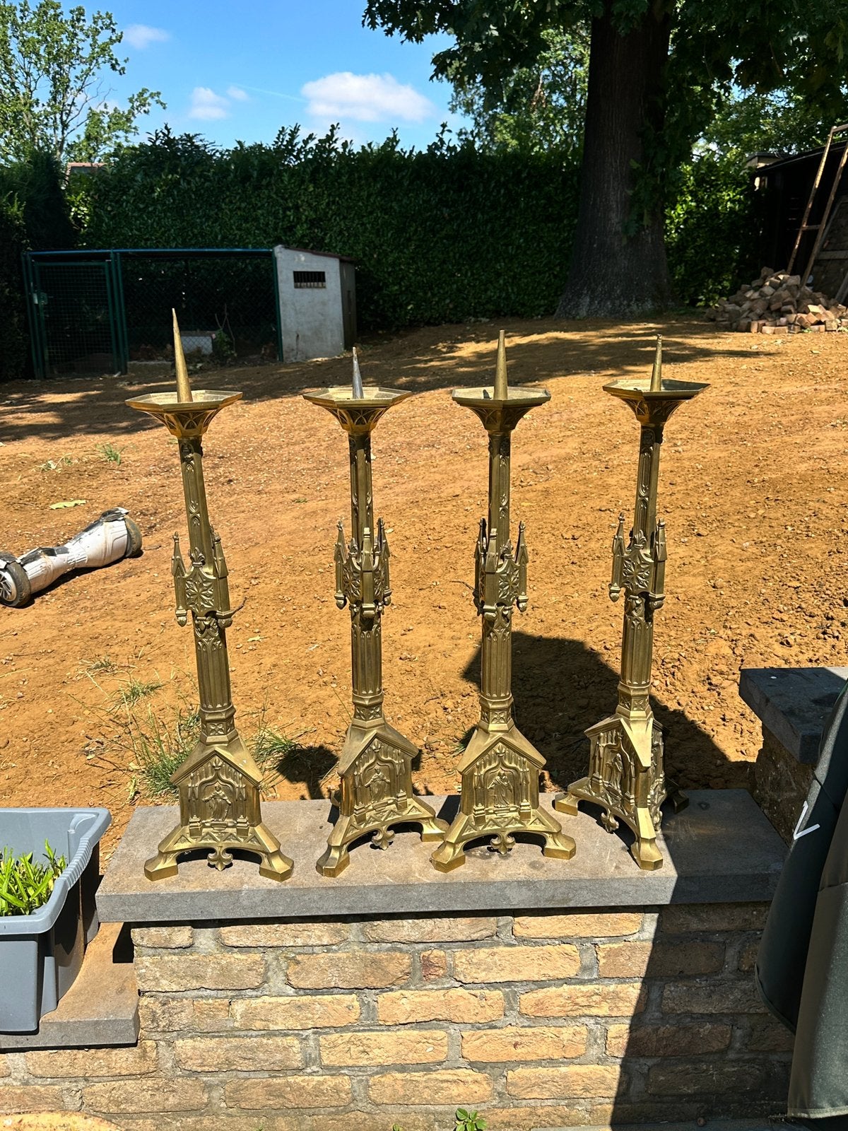 Ensemble de 4 chandeliers d'église gothiques, Jardin & Terrasse, Enlèvement ou Envoi, Utilisé, Métal