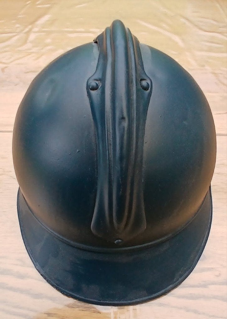 Adrian model 1915 helm met wafels en riem, Verzamelen, Ophalen of Verzenden, Landmacht, Helm of Baret