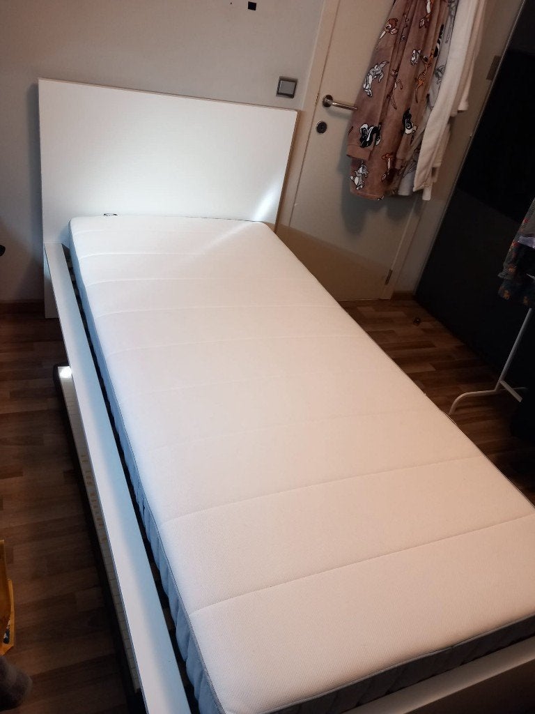 eenpersoonsbed wit, Ophalen, 100 cm, Eenpersoons, Wit