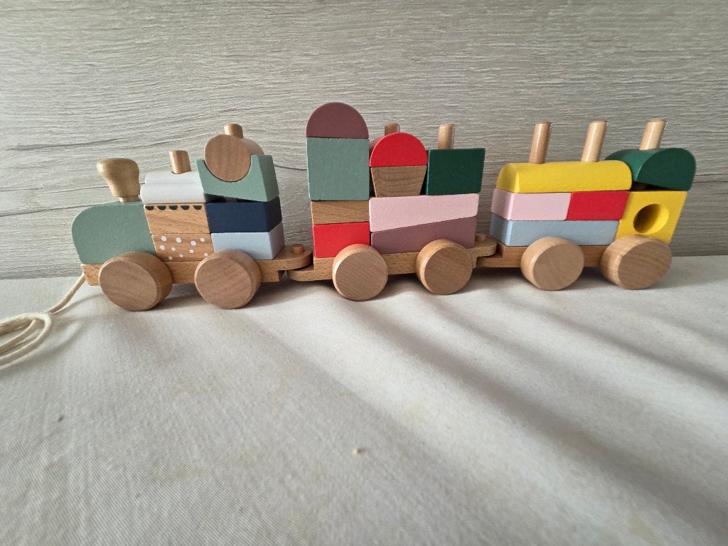 Train en bois montessori à partir de 12 mois, Enlèvement, Comme neuf, Jouet à Pousser ou Tirer
