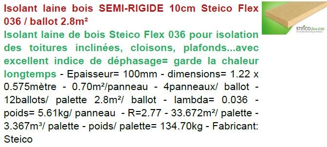 Isolant panneaux laine de bois steico 036 en 100mm, Bricolage & Construction, 8 à 12 cm, Enlèvement, Autres matériaux, Isolation des murs