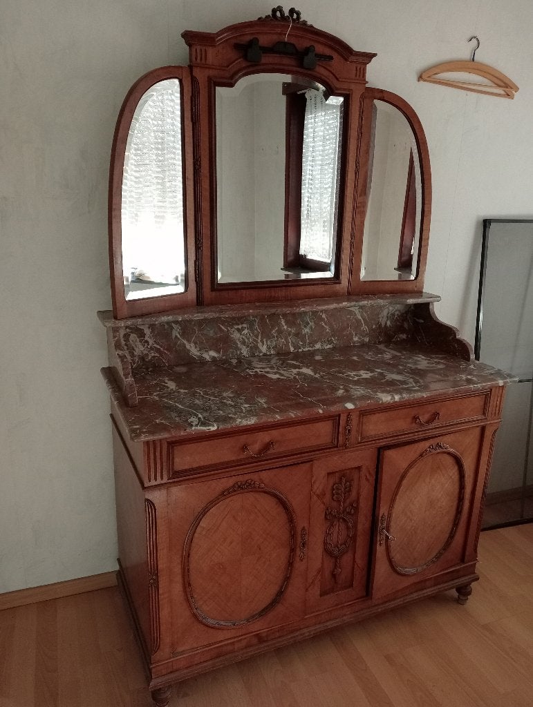 Commode met spiegel en marmer blad, Antiek en Kunst, Ophalen