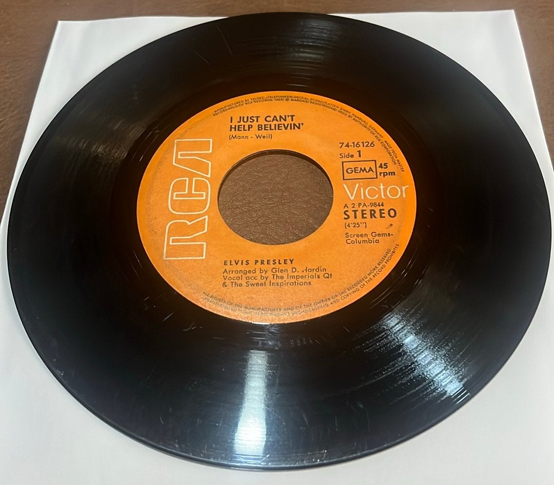 Elvis ‎– I Just Can't Help Believin' - 7” vinyl single - DE, Enlèvement ou Envoi, Utilisé, Single