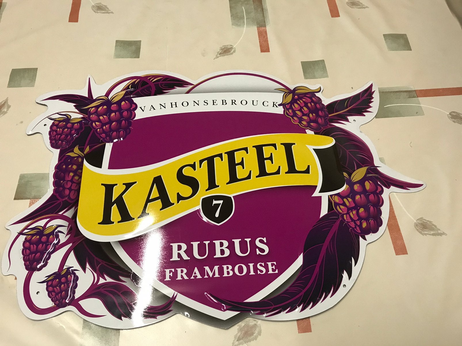 Kasteelbier rubus reclamebord metaal, Ophalen of Verzenden, Zo goed als nieuw, Reclamebord