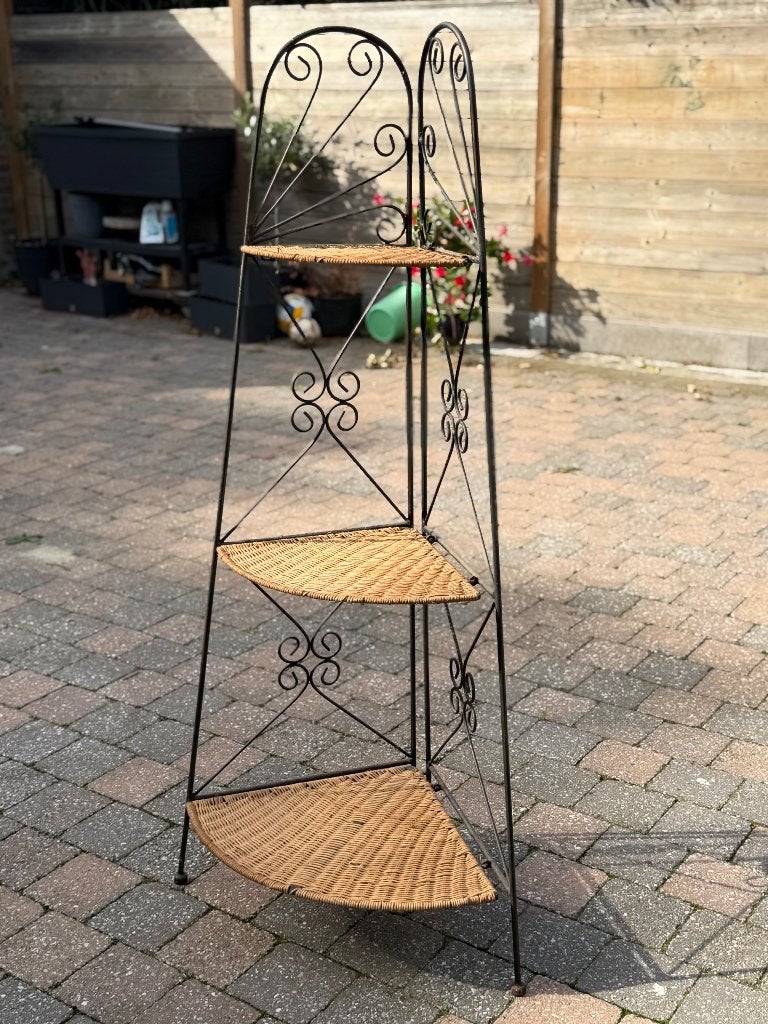 Plantenrek smeedijzer/ riet, Tuin en Terras, Ophalen, Gebruikt, Binnen