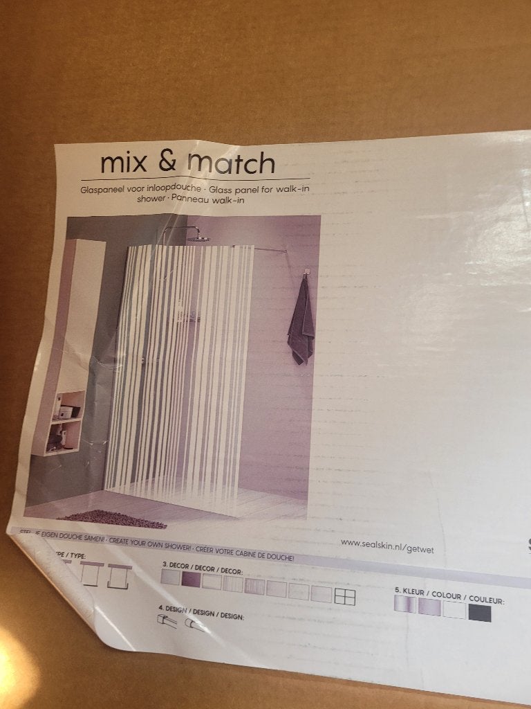 Paroi douche fixe 120 cm décor SEALKIN, Enlèvement, Neuf