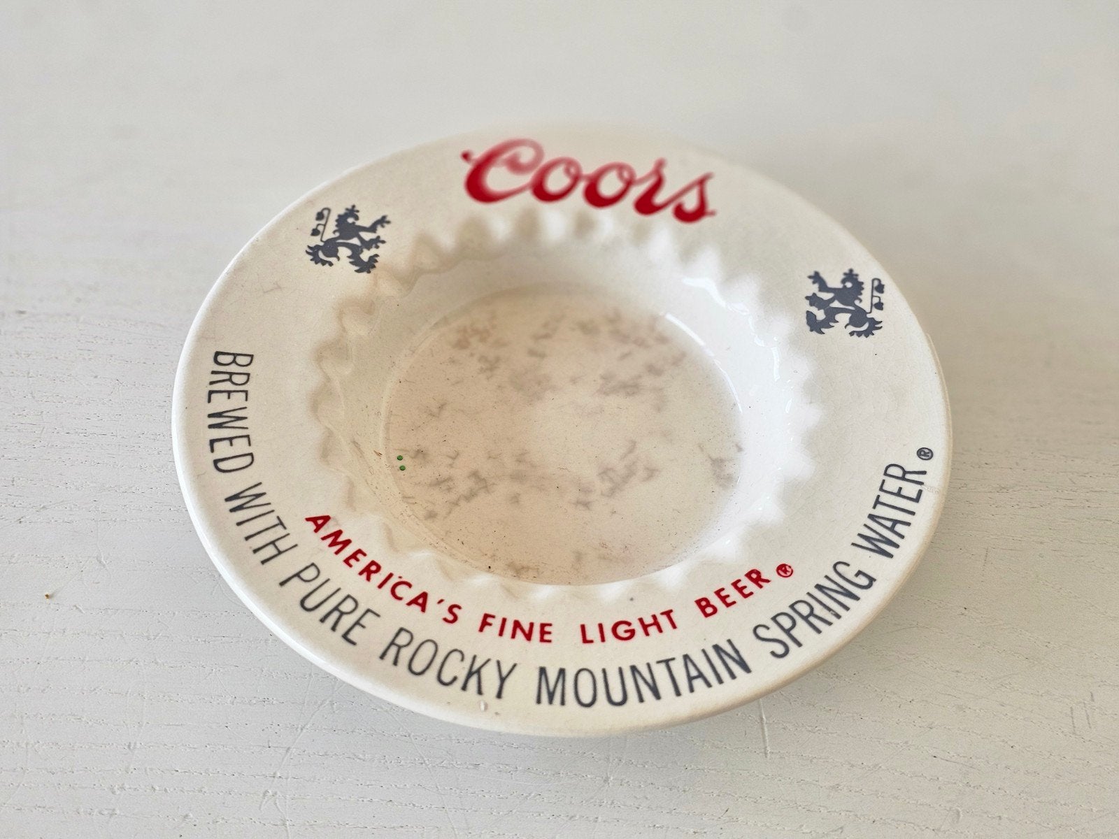 vintage keramische asbak van Coors Beer,, Ophalen of Verzenden