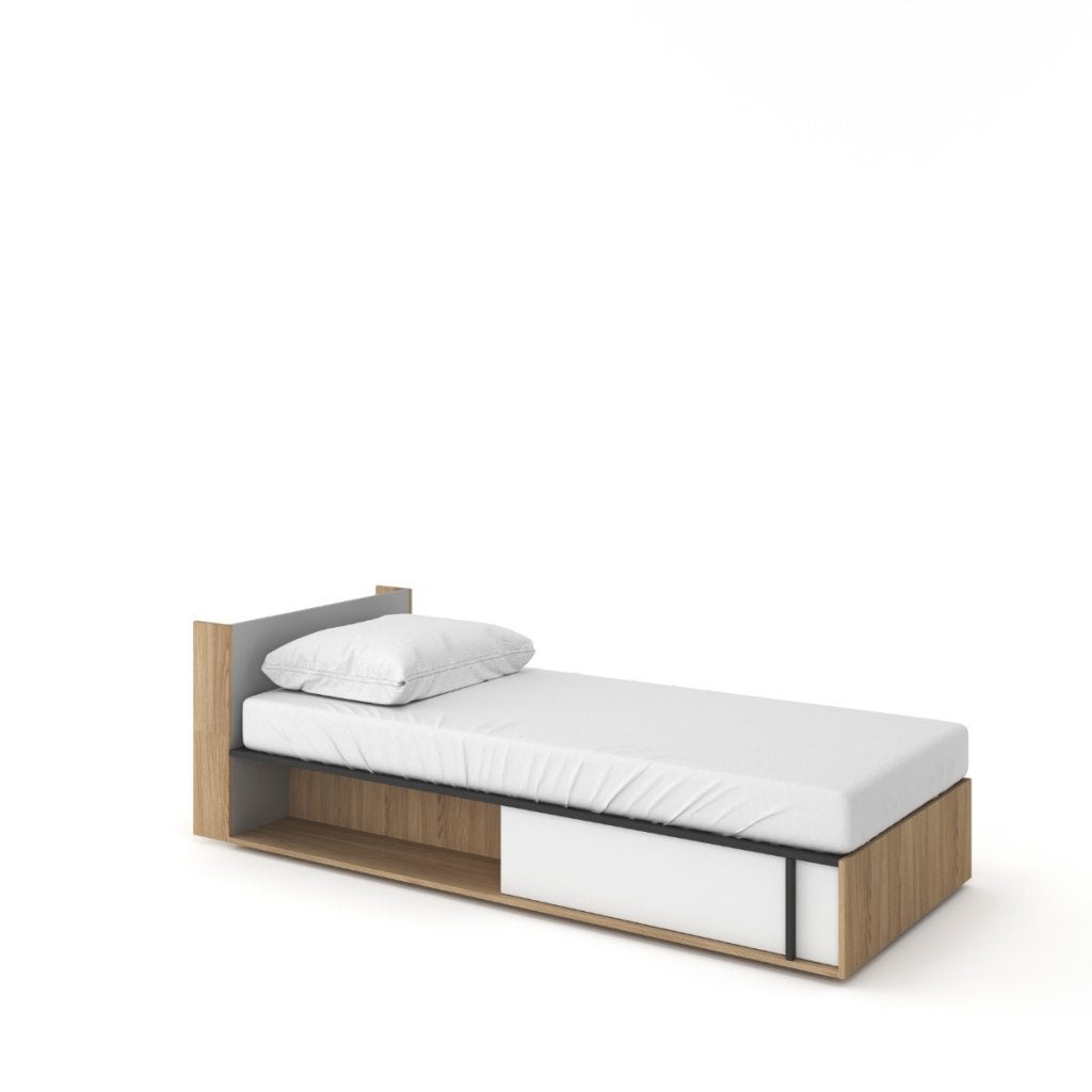 Imola 1-persoons opbergbed - 90x200 - Eikenkleur/wit