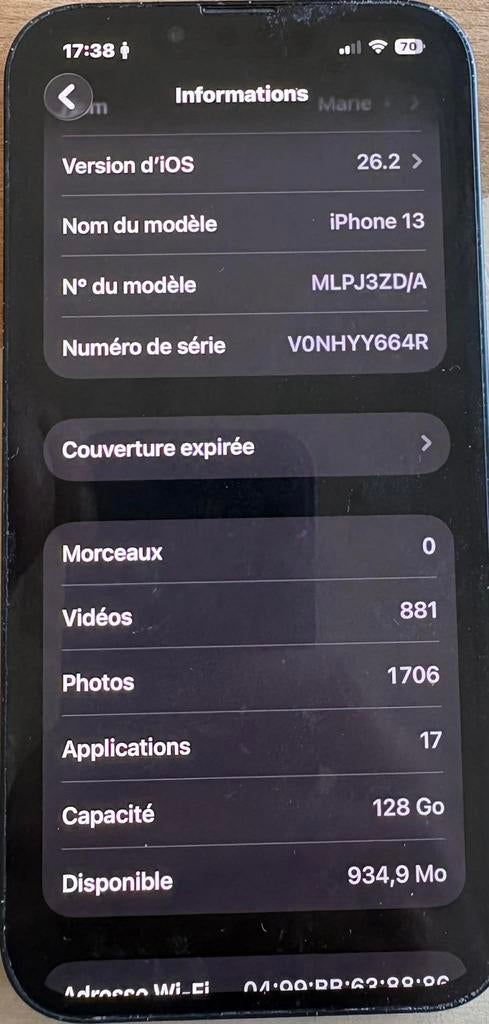 Iphone 13 noir 128go et batterie 100%, Enlèvement ou Envoi