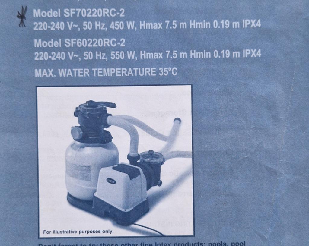 Intex filterpomp model SF70220RC-2, Ophalen