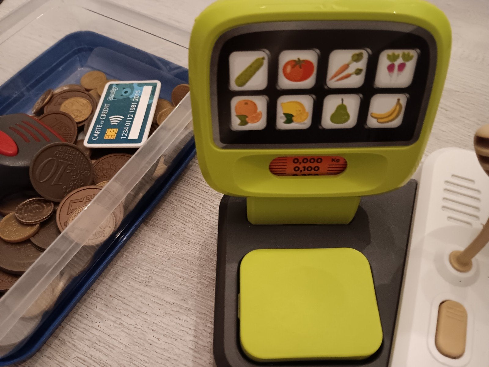 Speelgoed kassa + speelgoedmunten, Kinderen en Baby's, Ophalen