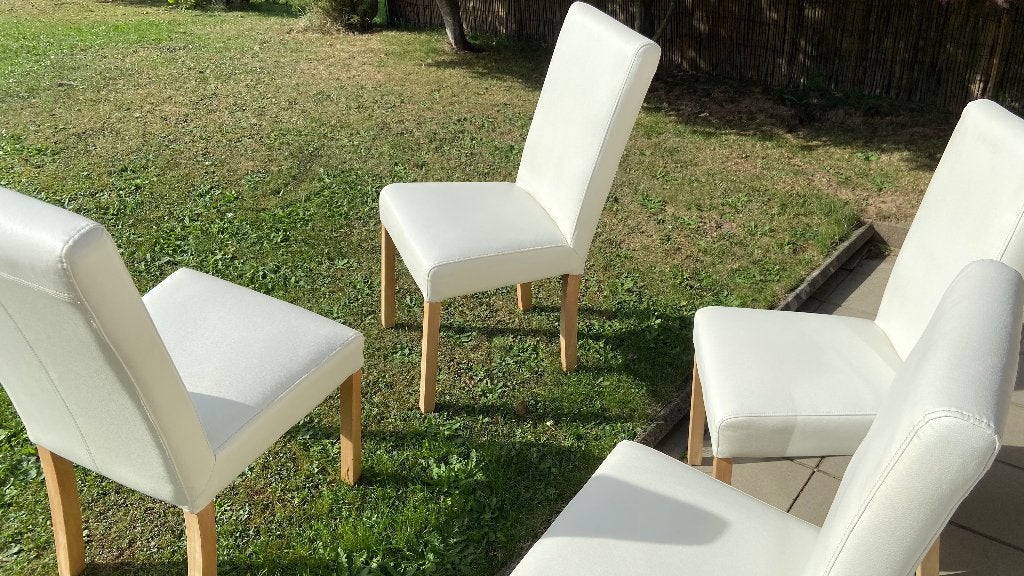 chaises blanches Maisons du Monde (Similicuir / Hêtre), Huis en Inrichting, Ophalen, Wit, Zo goed als nieuw, Vier