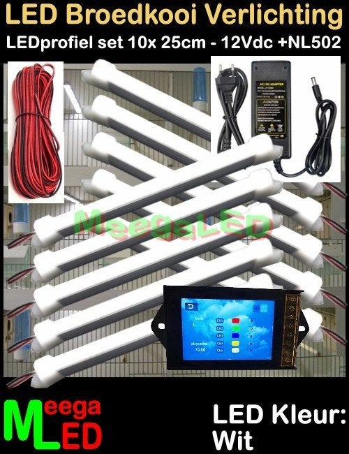 LED profiel strip NL502 SET 10x 25cm Broedkooi Kweekkooi, Ophalen of Verzenden, Nieuw, Aluminium, Broedkooi of Kweekkooi