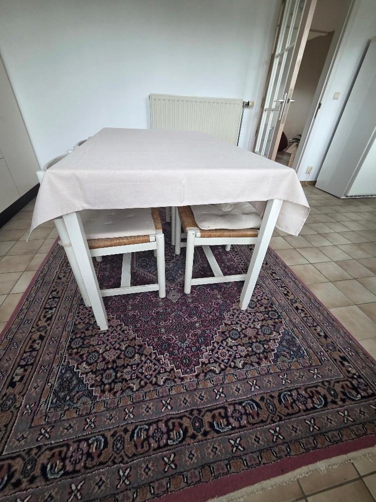 Witte houten keukentafel met 4 stoelen, 100 à 150 cm, Quatre personnes, Enlèvement, Utilisé