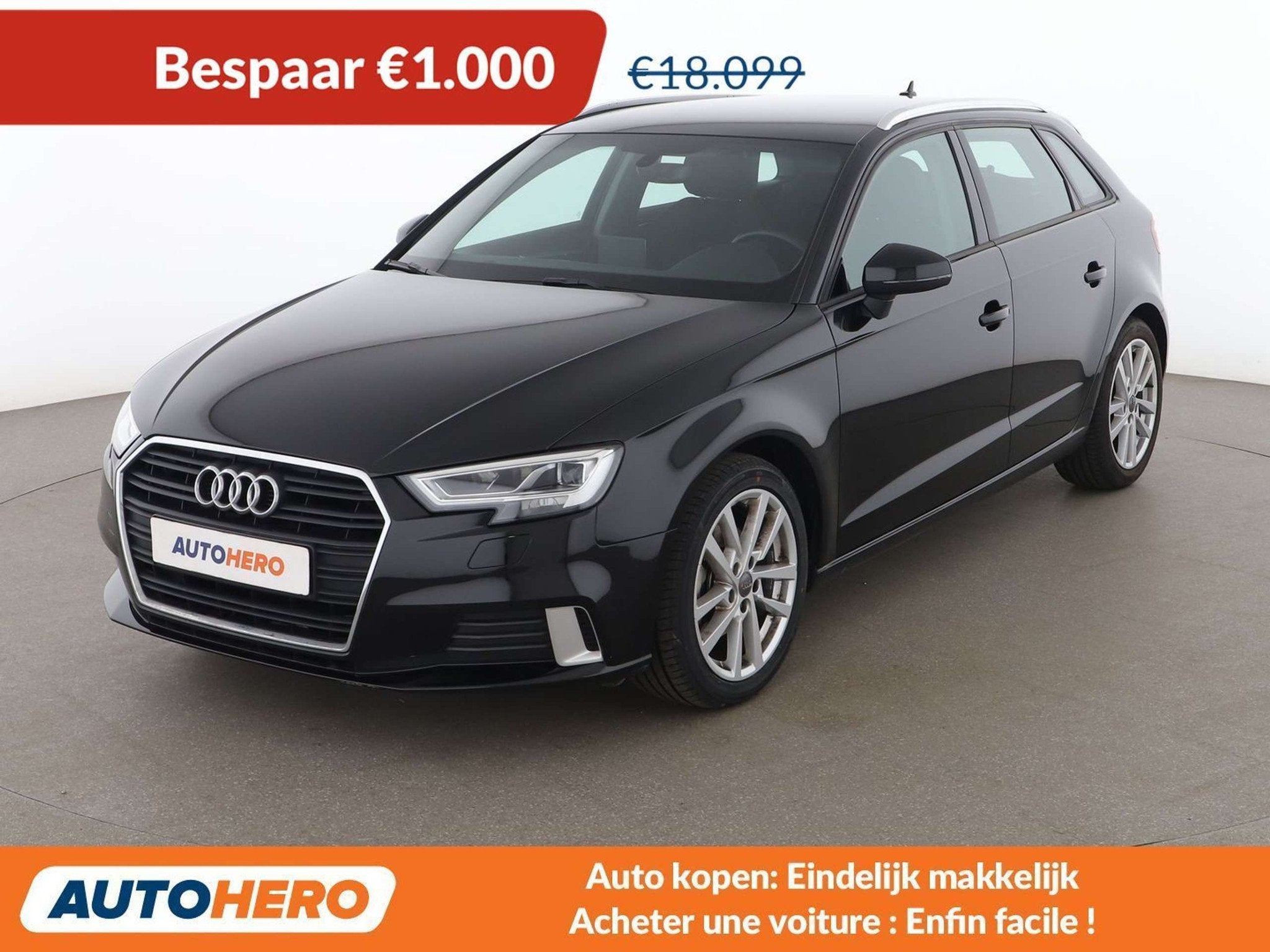 Audi A3 30 TFSI Sport (bj 2018, automaat), Auto's, Stof, Euro 6, 116 pk, Zwart