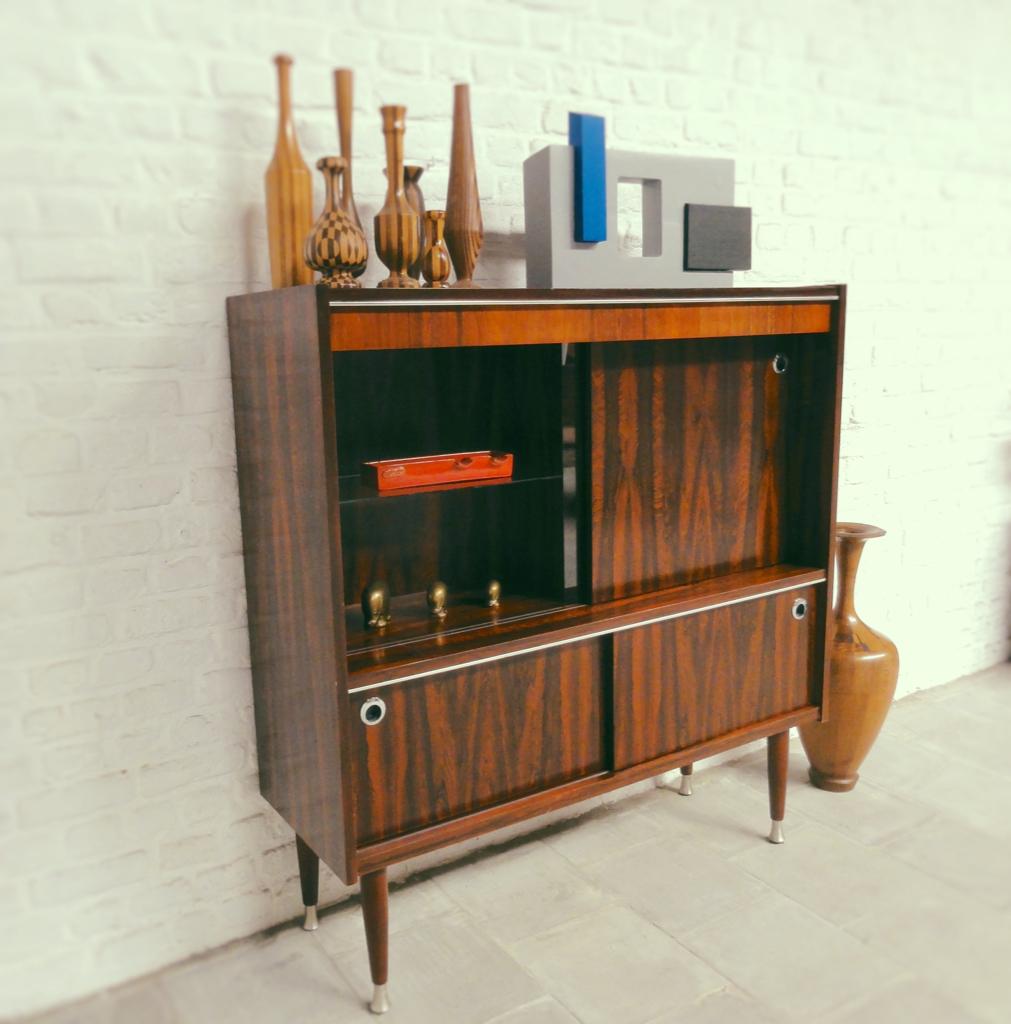 Vintage barmeubel palissander., Ophalen, Gebruikt, Overige houtsoorten, Met deur(en)