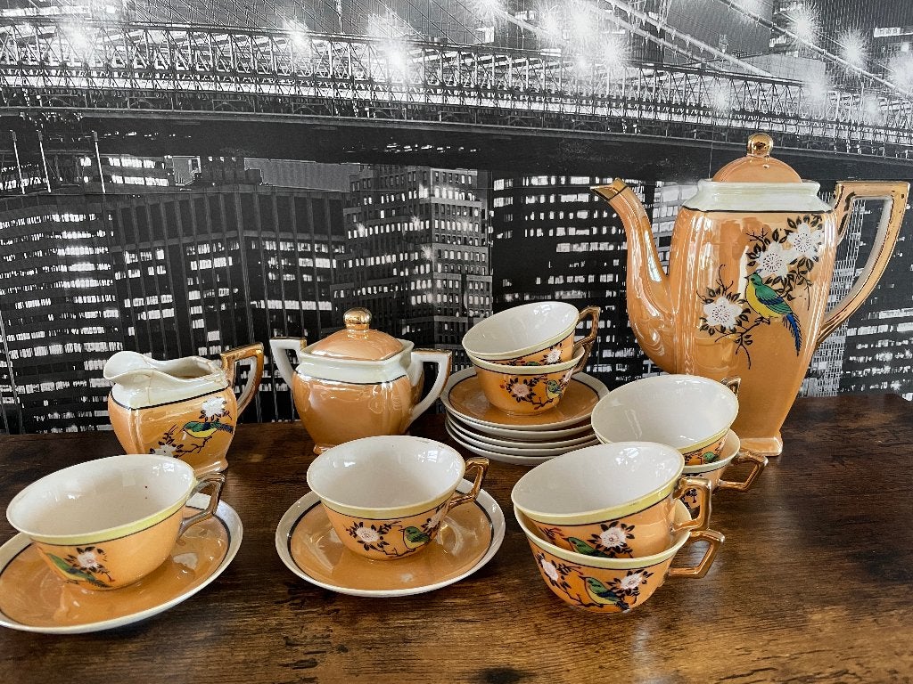 antiek authentiek servies - porselein - handgeschilderd, Enlèvement